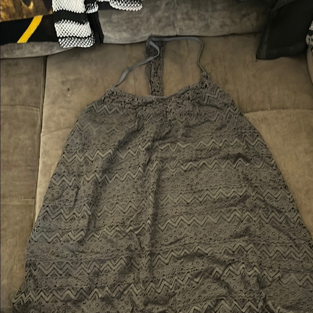 Gray Lace Halter Top